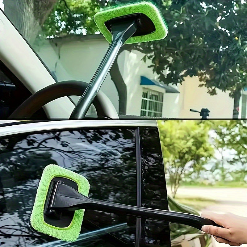 Car Windshield Window Cleaning Brush with 10pcs Reusable Pads - for Internal, External, Household Glass and Dirty Car Wash Brush Universal Car Glass Cleaning Tool