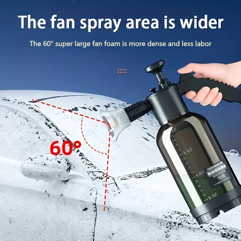 1pc Hand-Held Foam Sprayer Watering Can - Plastic Air Pressure Car Wash and Disinfection Spray Bottle with 60° Wide Fan Spray and High Bubble Output