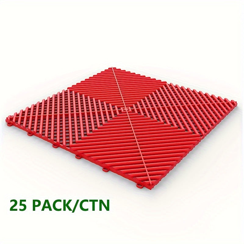 25 Pack Garage Floor Mats Car Wash Room Floor Mat Multi Function Car Beauty Plastic Splicing Grille Tiles