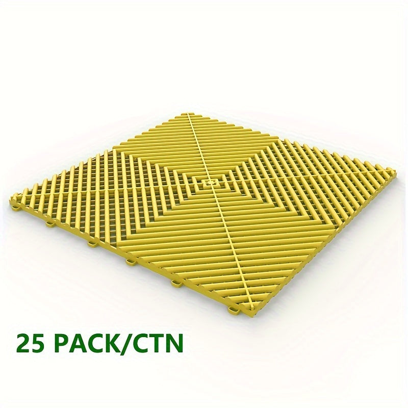 25 Pack Garage Floor Mats Car Wash Room Floor Mat Multi Function Car Beauty Plastic Splicing Grille Tiles