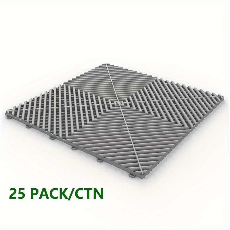 25 Pack Garage Floor Mats Car Wash Room Floor Mat Multi Function Car Beauty Plastic Splicing Grille Tiles