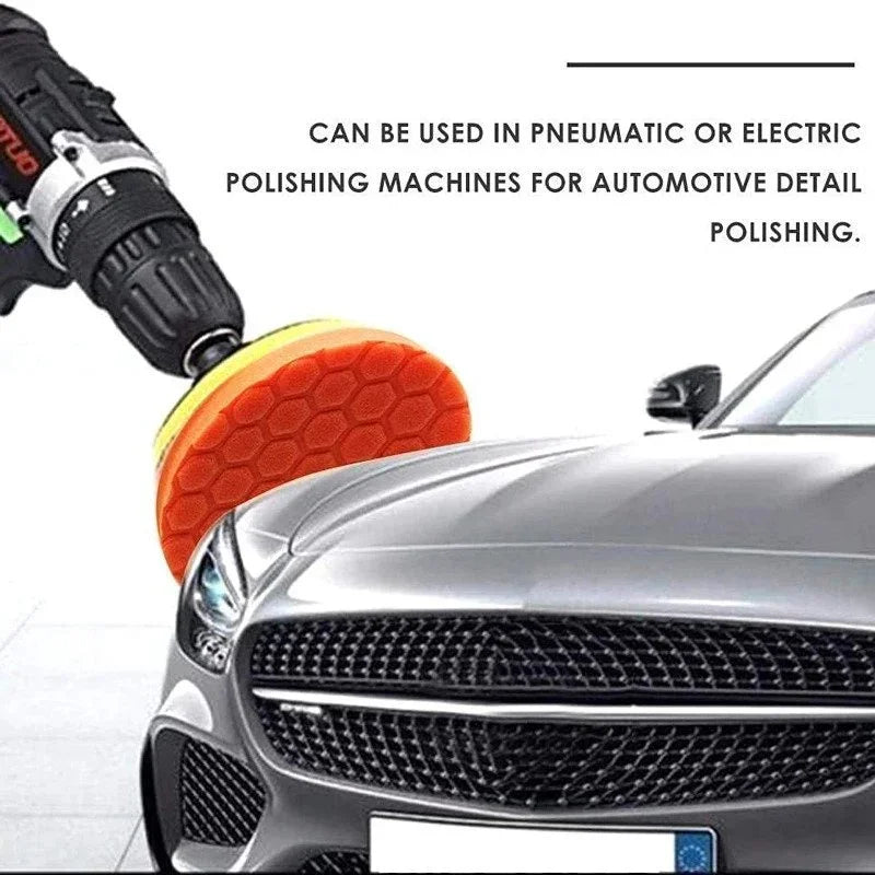Car Polishing Pad Kit 5/6/7-Inch Self-Adhesive Buffing Wheels,Car Detailing Waxing Sponge Pads, Auto Care Cleaning Tools