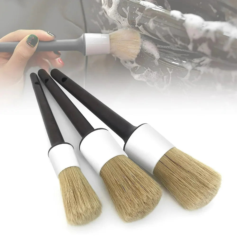 3PCS Ultra-Soft Car Detailing Brush Car Detailing Brush Set Auto Detail Tool Dashboard Cleaning Brush Seat Leather cleaning Tool
