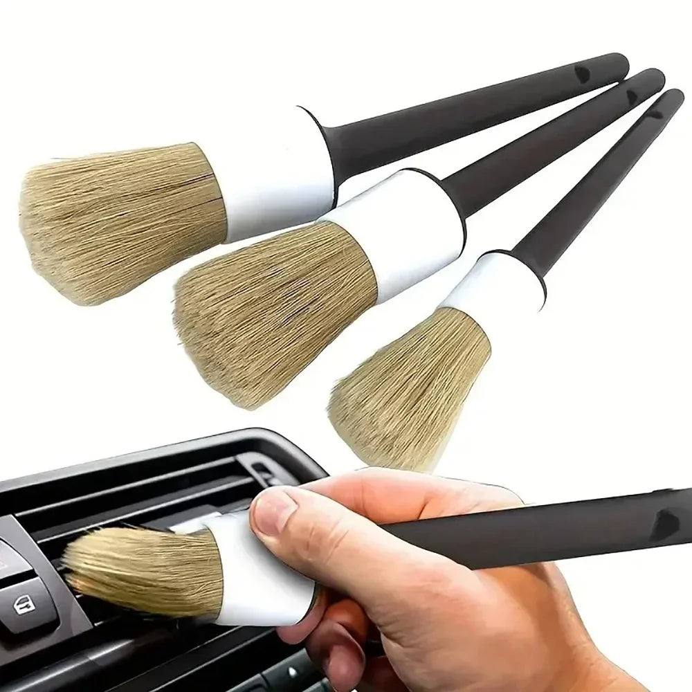 3PCS Ultra-Soft Car Detailing Brush Car Detailing Brush Set Auto Detail Tool Dashboard Cleaning Brush Seat Leather cleaning Tool