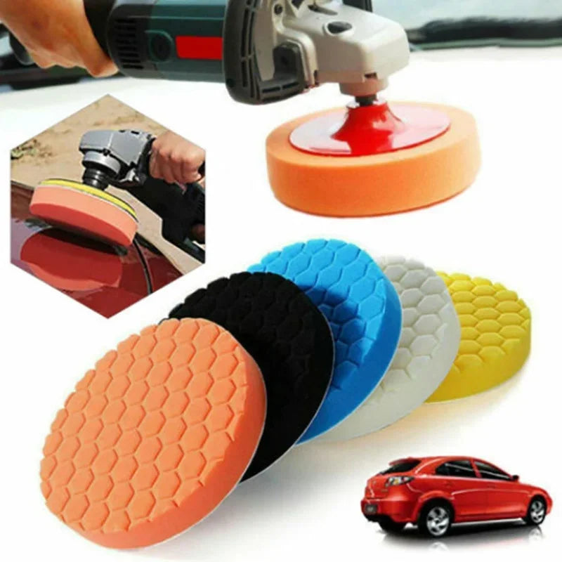 Car Polishing Pad Kit 5/6/7-Inch Self-Adhesive Buffing Wheels,Car Detailing Waxing Sponge Pads, Auto Care Cleaning Tools