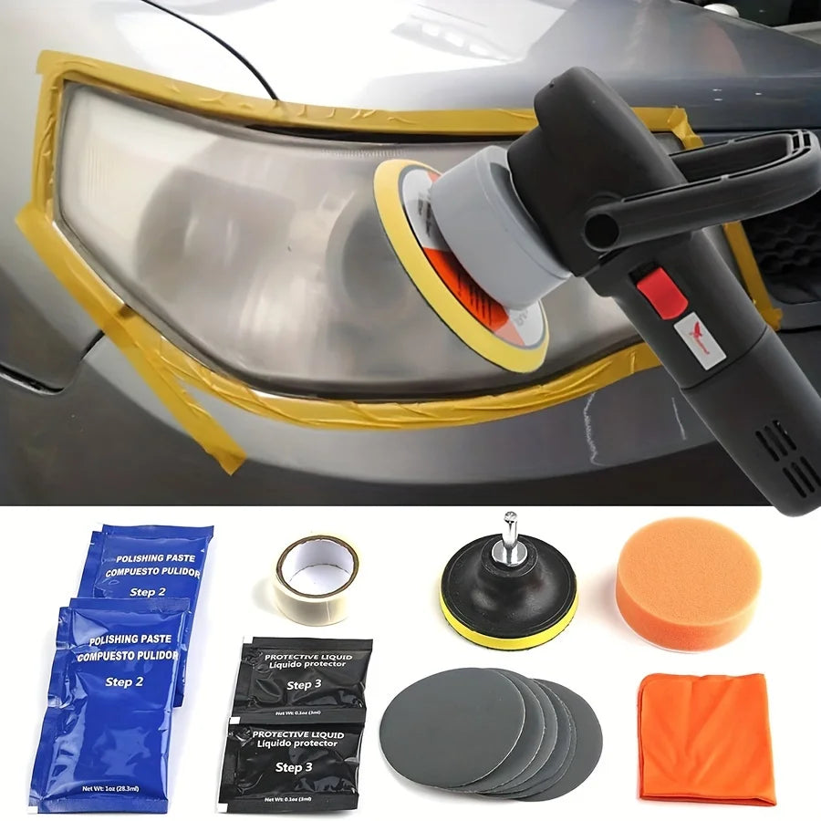 DIY Headlight Restoration Kit - Removes Scratches, Haze & Yellowing - Car Light Polisher & Refurbish Agent - Car Paint Care Solu