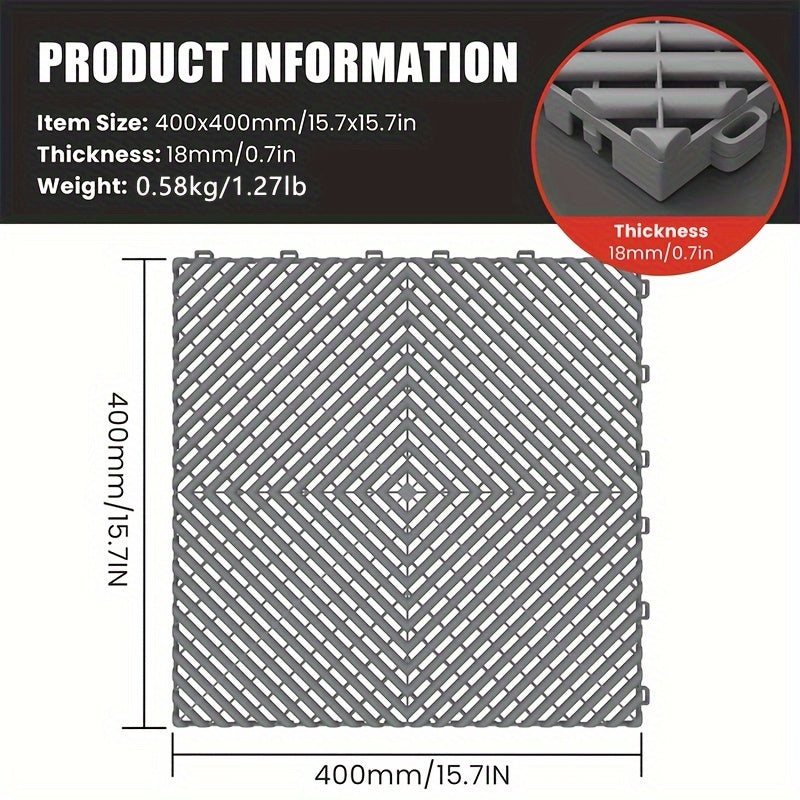 25 Pack Garage Floor Mats Car Wash Room Floor Mat Multi Function Car Beauty Plastic Splicing Grille Tiles
