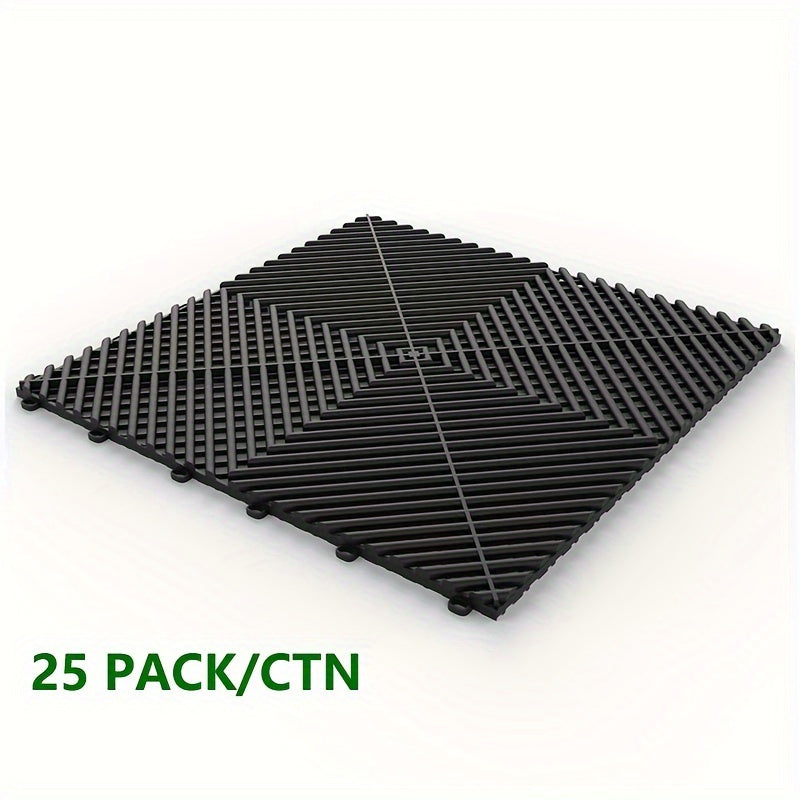 25 Pack Garage Floor Mats Car Wash Room Floor Mat Multi Function Car Beauty Plastic Splicing Grille Tiles
