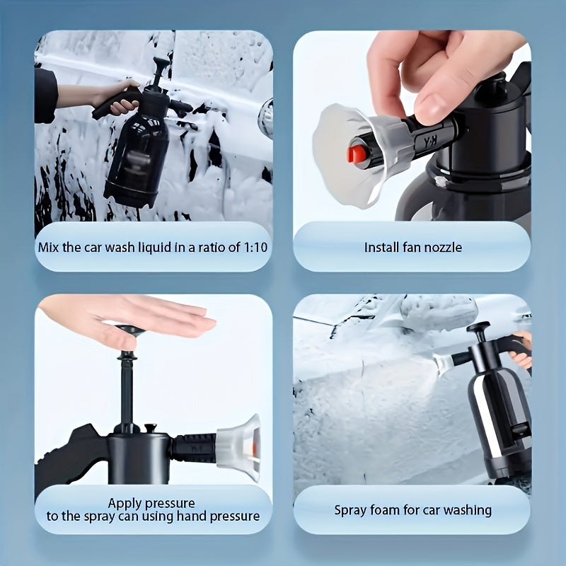 1pc Hand-Held Foam Sprayer Watering Can - Plastic Air Pressure Car Wash and Disinfection Spray Bottle with 60° Wide Fan Spray and High Bubble Output